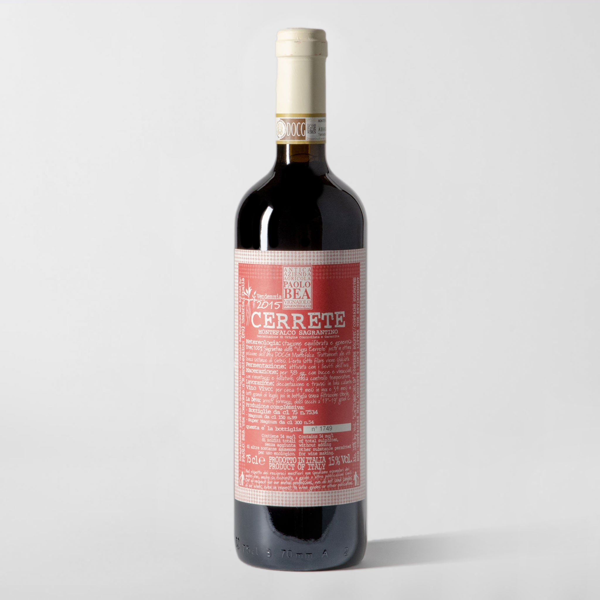 Paolo Bea, Sagrantino Secco 'Cerrete' 2015 (Pre-Sale Arriving 08/09) - Parcelle Wine