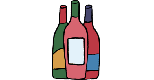 Drawing of One Month Worth of Wines, 3 Bottles
